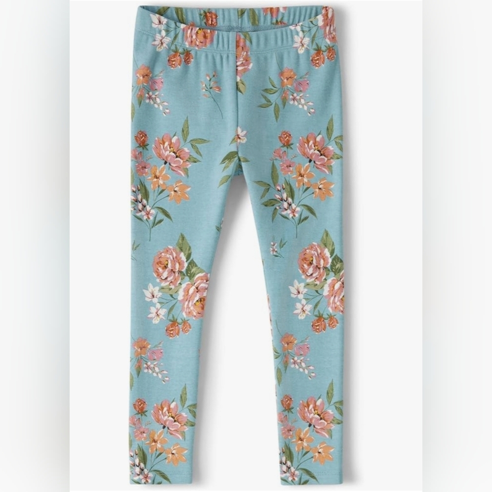 Gymboree Leggings Artic Blue Roses Print Stretch Cotton Size 12-18mo NEW